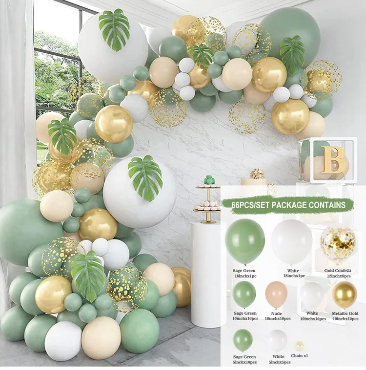 

Зелёный воздушный шар, гирлянда, арка Globos