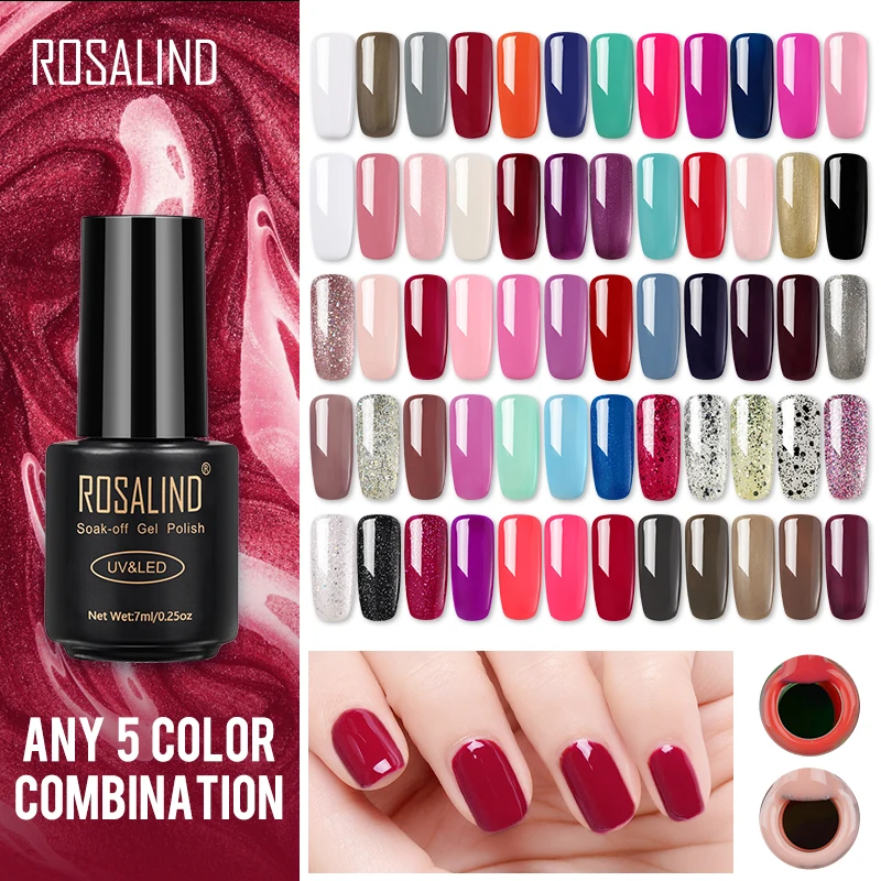 

ROSALIND Gel Nail Polish Pure Color Nail Art Design Hybrid Top Coat UV LED Soak Off Gel Nail Semi Permanent Varnish