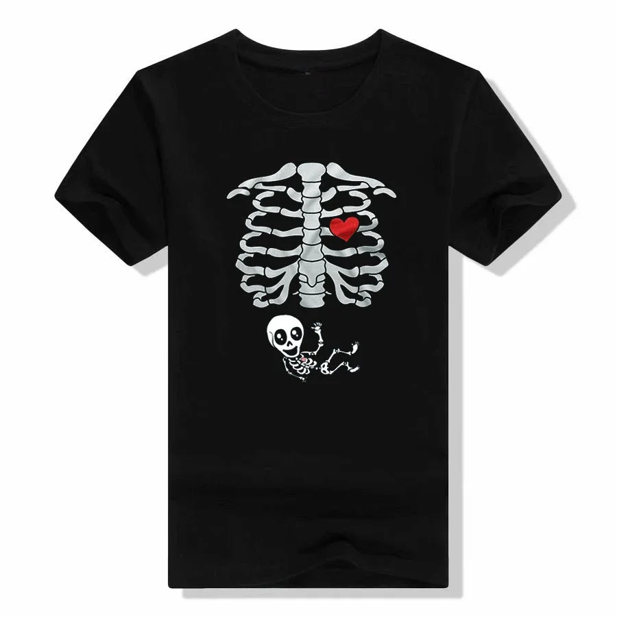 Хлопковые футболки со скелетом для мамы футболка пары рентгеновская детская