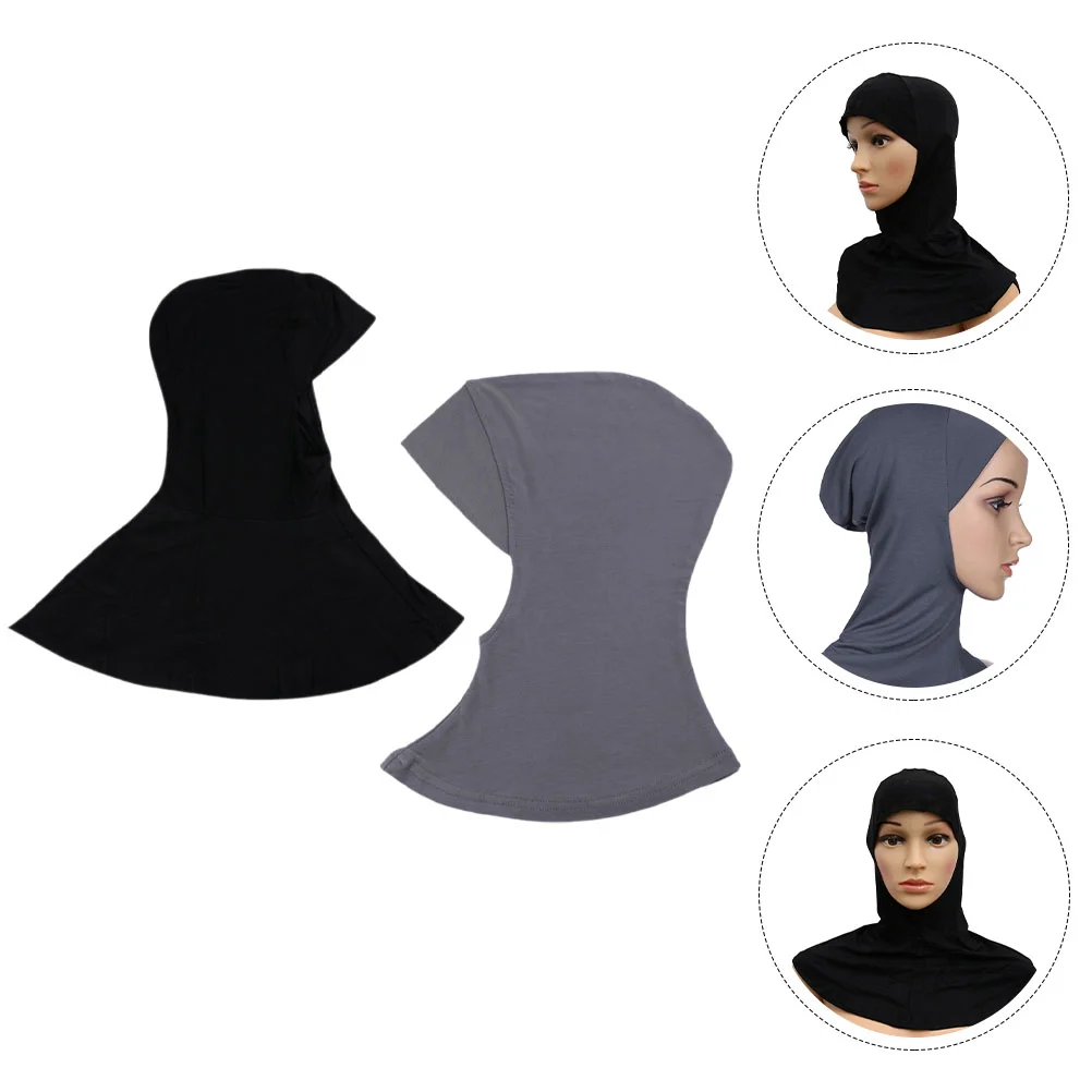

2 Pcs Simple Useful Safe Fine Skin-friendly Reliable Breathable Great Hijab Undercap Full Neck Turban Undercap for Female Lady