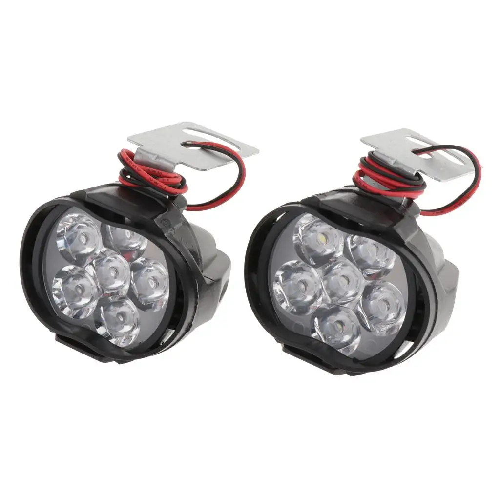 

2x Universal White 6 LED Motorcycle Headlights for Motorcycle UTVs