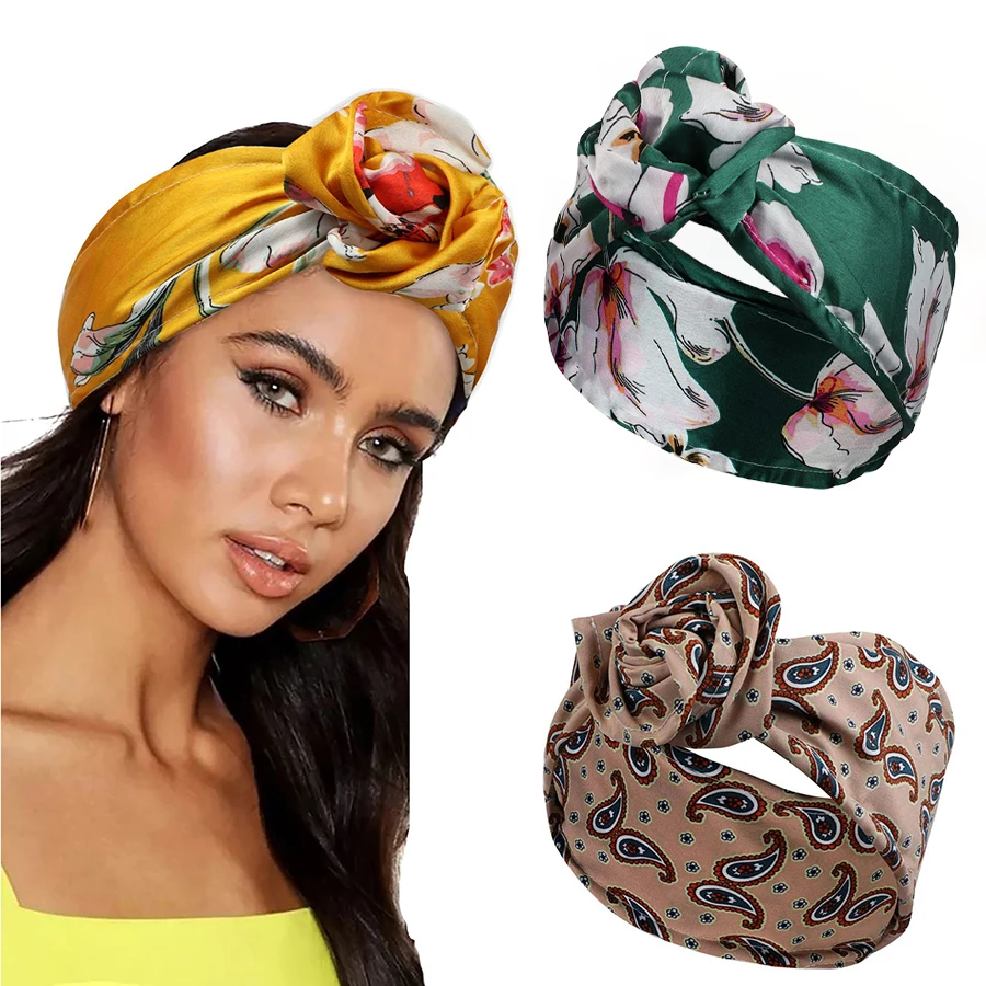 

Print Wire Headband Women Turban Stretch Bandana Knot Head Wrap Long Scarf Amoeba Hair Band Fashion Hair Accessories Headwear
