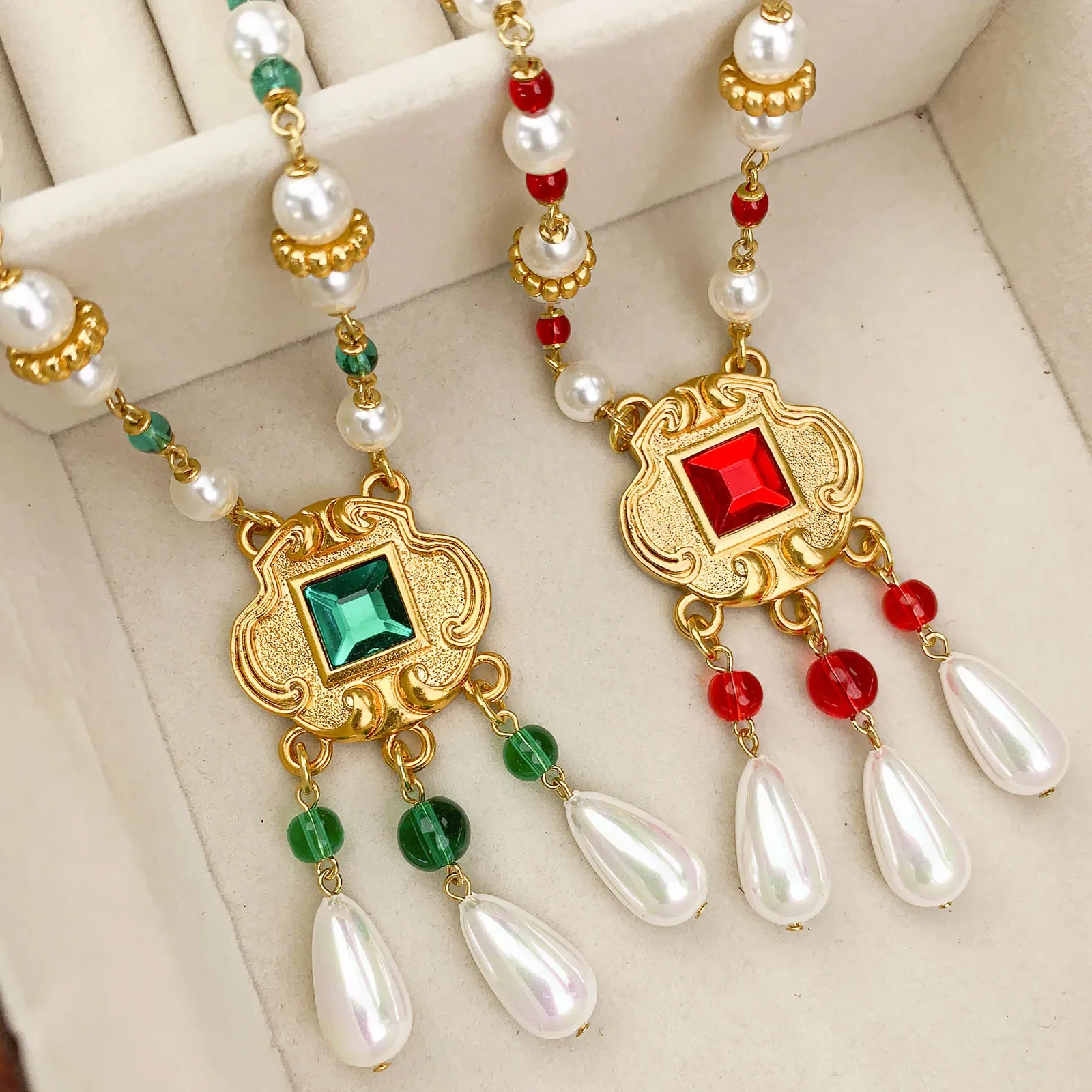 

Vintage Fashion Pearl Gold Plated Long Necklace Women's Jewelry