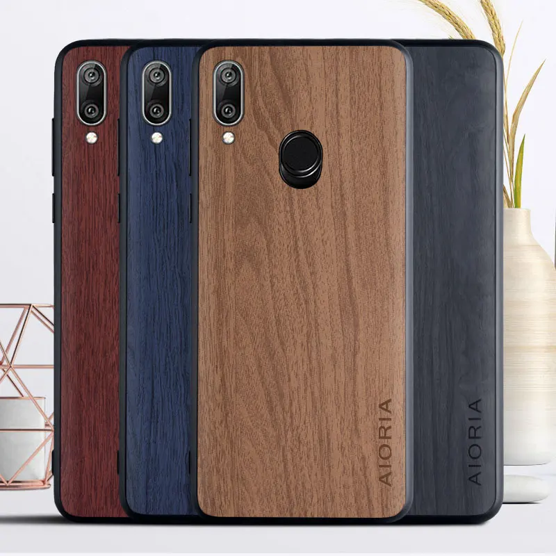 

Vintage case for Huawei Y7 Prime 2019 TPU+PC+woodLike PU leather skin covers coque fundas case for Y7 Prime 2019