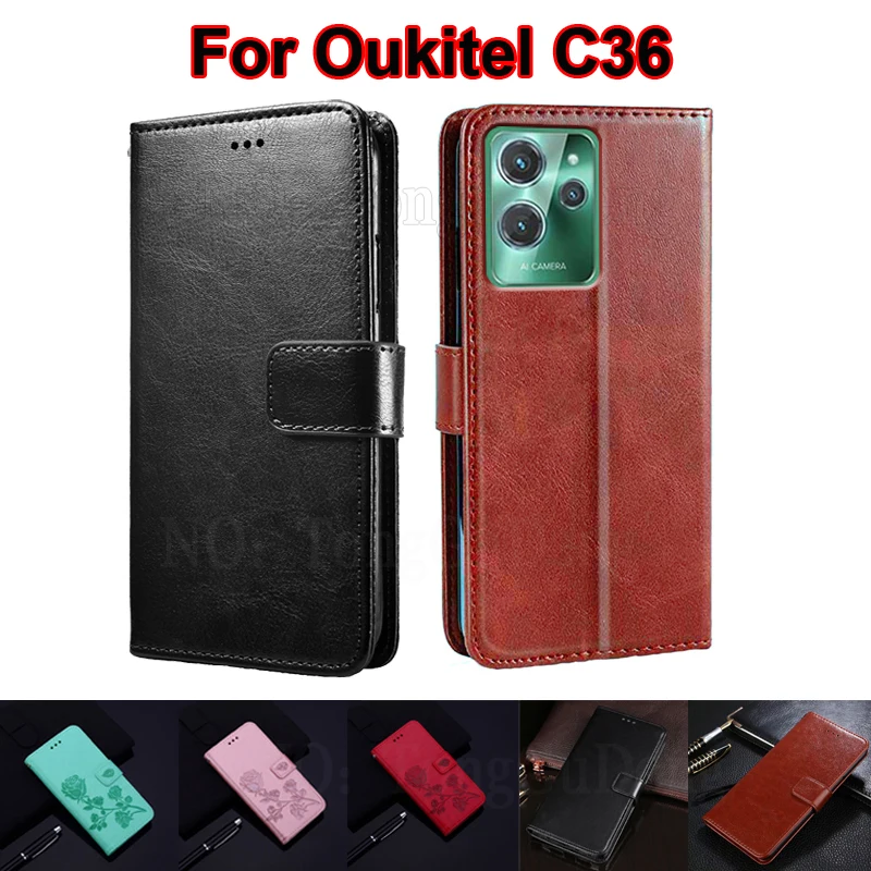 

Book Stand Phone Cases For Fundas Oukitel C36 Case Wallet Coque Leather Capas Flip Cover For Capinha De Celular Oukitel C36 Etui