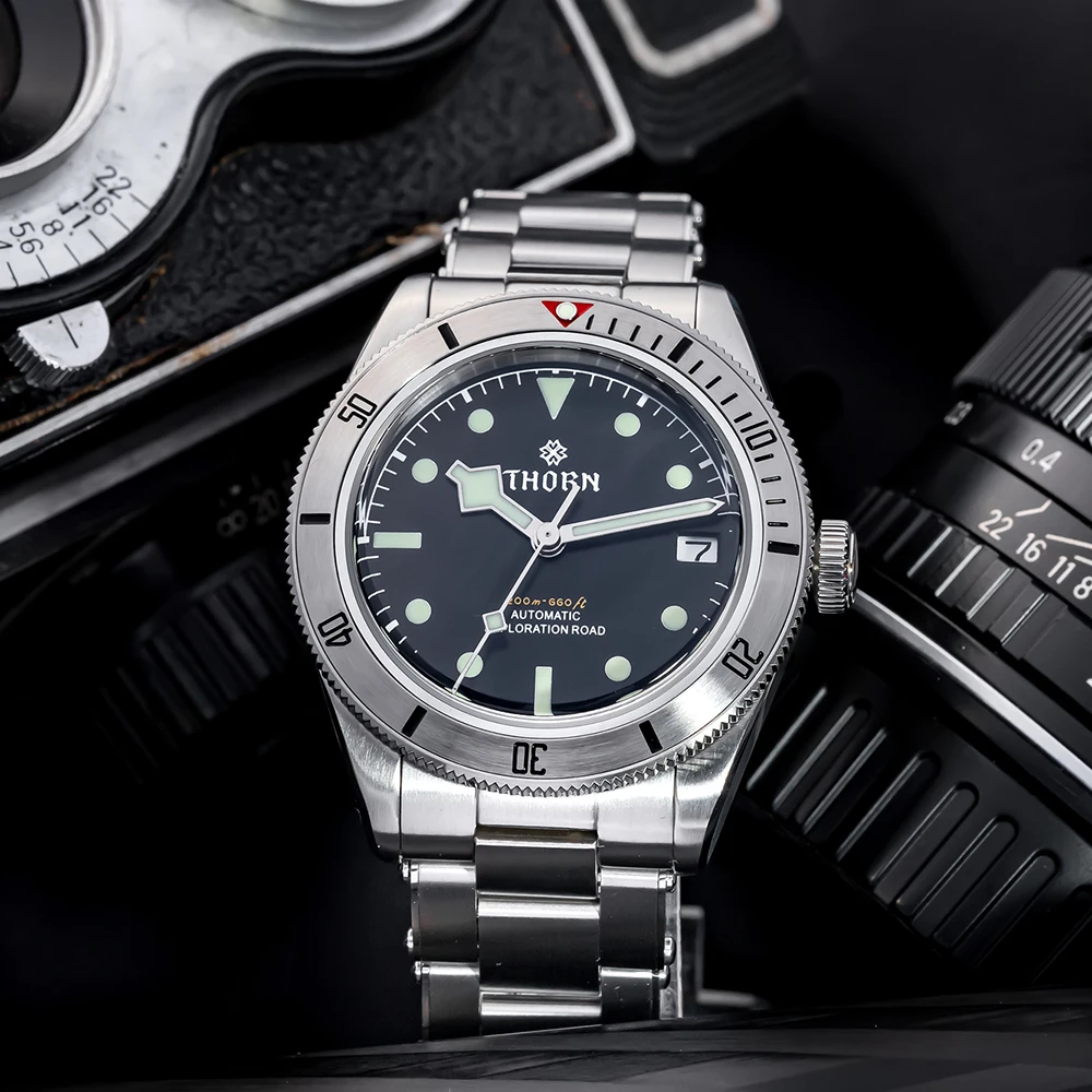 

THORN automatic mechanical NH35 movement 316L fine steel men waterproof fashion simple watch for boyfriend gift