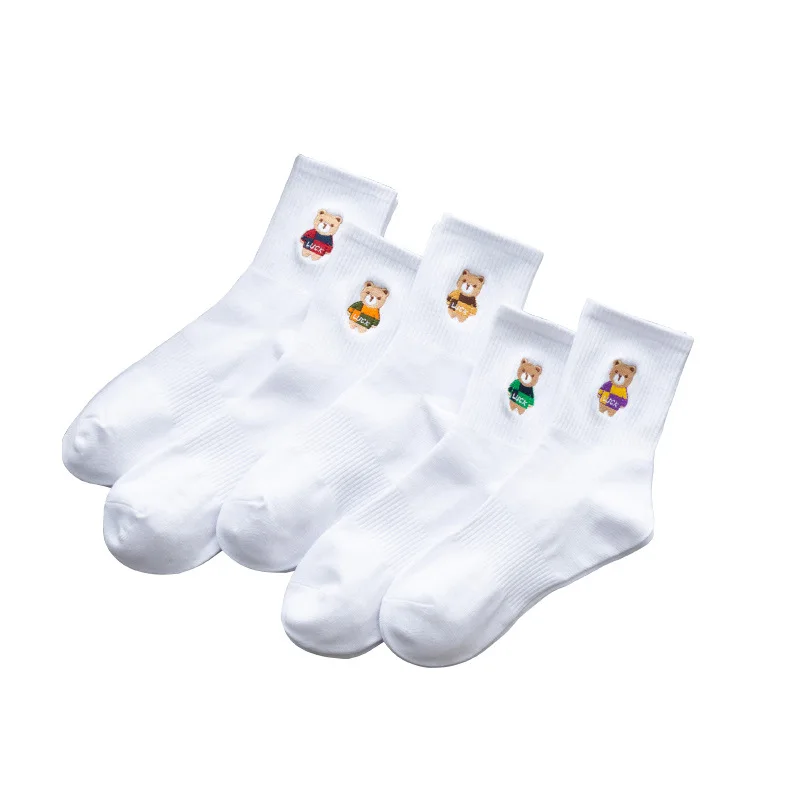1pair Cartoon Socks Animal Print Cute White Socks Japanese Fashion Women Kawaii Calcetines Mujer Woman Socks Female Accessories