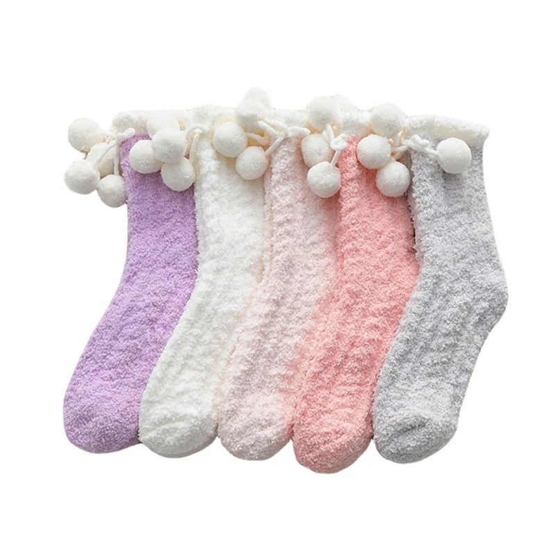 

Women's Fuzzy Socks Plush Balls Socks Soft Slipper Socks Cozy Warm Home Sleeping Winter Socks Cotton Bootie drop shipping