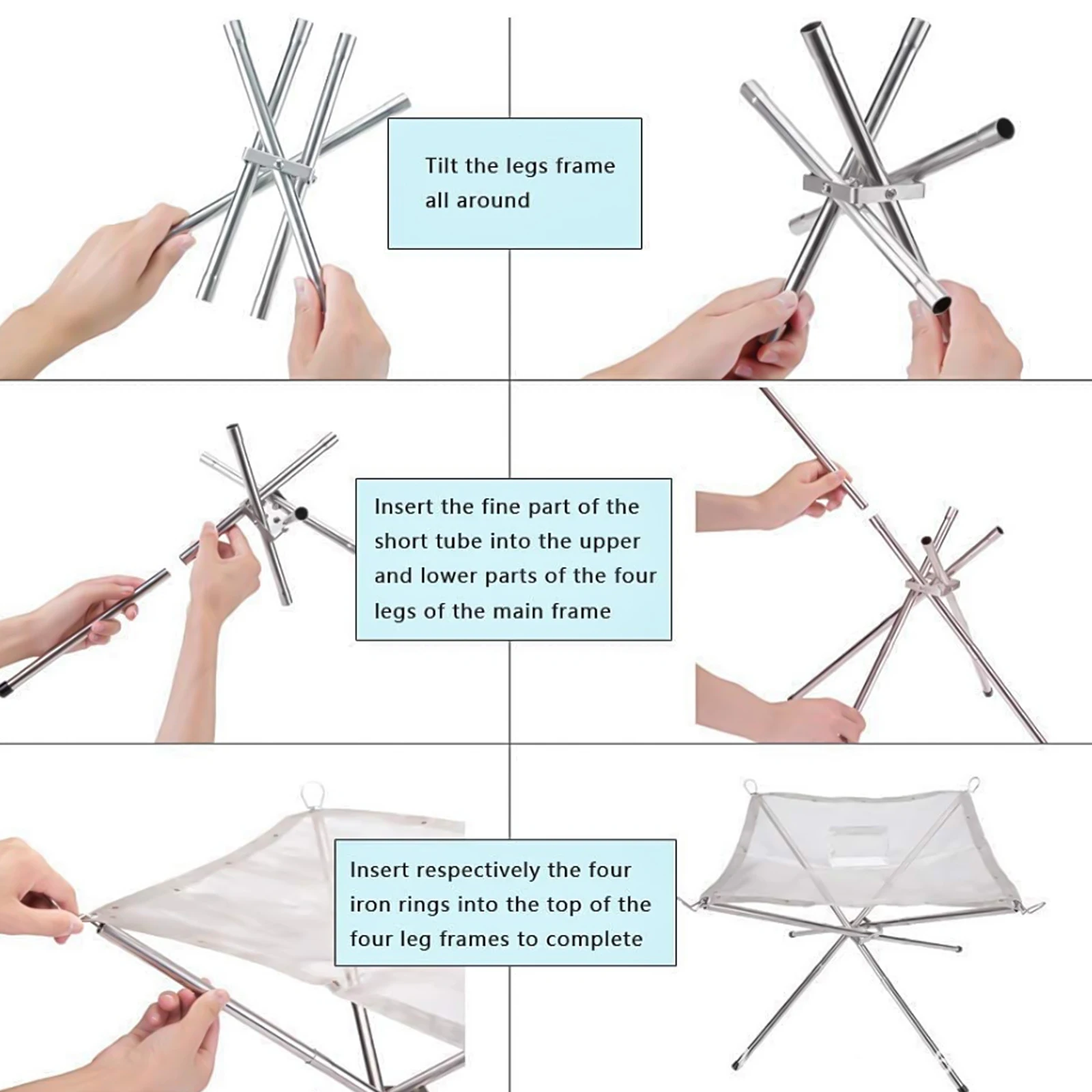 Портативный уличный гриль для костра складная стальная сетка подставка из