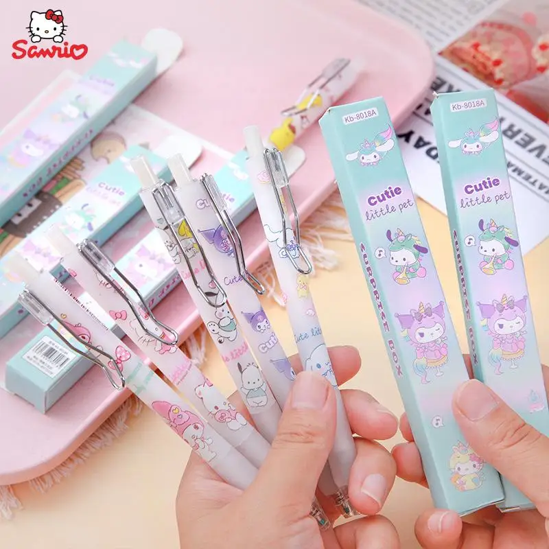 

Кавайная шариковая ручка Sanrio, милый Hello Kitty Kuromi Cinnamoroll, мультяшный 0,5 мм, женское сердце, фотоканцелярские принадлежности для обучения