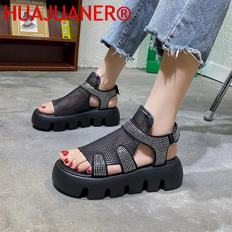 Platform Heel Women Sandals Summer Shoes 2022 New Black White Open Toe  Wedge Heel Sandals Women Summer Breathable High Quality | Обувь |  АлиЭкспресс