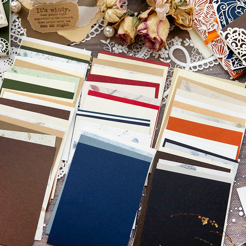 

30 Sheets Minimalist Solid Colour Series Scrapbooking Decorative Paper Multi-material DIY Journaling Handbook Collage Supplies