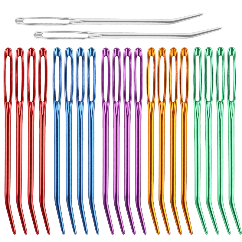 

Fenrry 20pcs Large Eye Bent Tip Knitting Needles Tapestry Darning for DIY Handmade Craft Embroidery Weaving Needle Sewing Tool