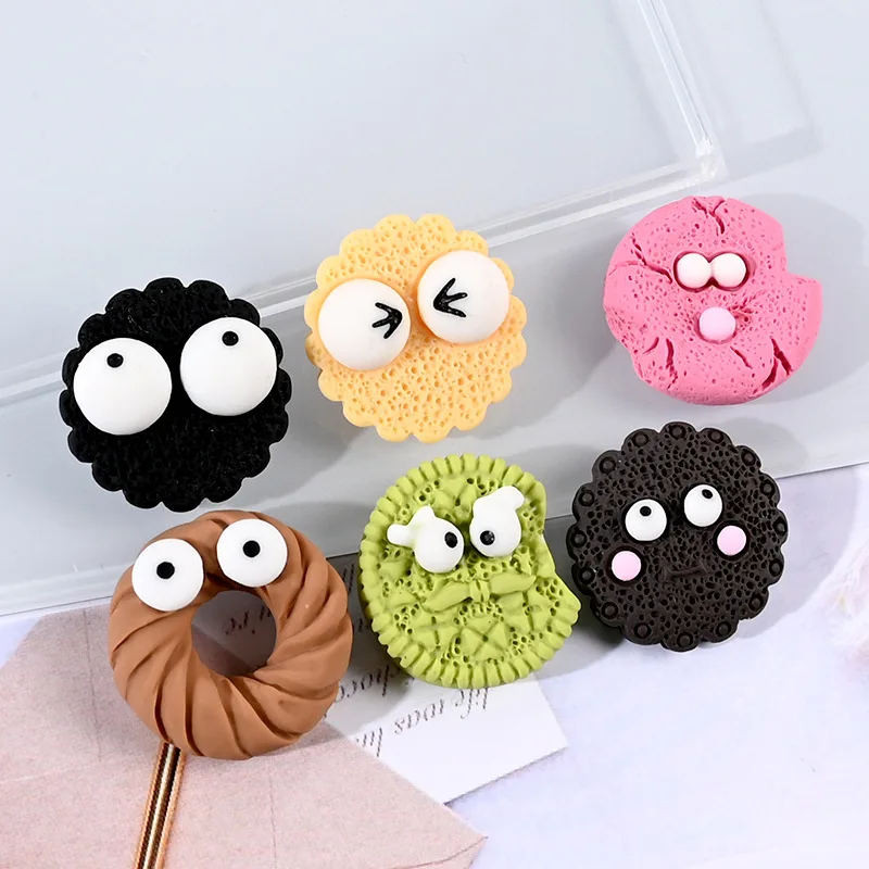 

10-50Pcs Resin Simulation Big Eye Cookies Flatback Cream Glue Diy Miniature Material Cabochon Scrapbook Kawaii Craft Accessories