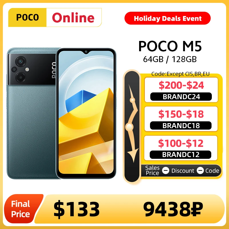 Global Version POCO M5 Mobile Phone Helio G99 NFC 50MP Triple Cameras 90Hz DotDrop Display 5000mAh Battery 18W Fast Charging