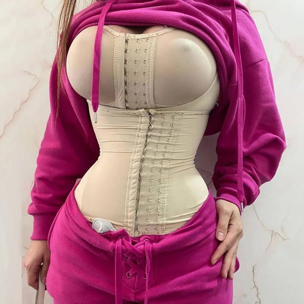 2-layer Latex Patterned Corset 9 Steel Bone Waistband Explosive Sports Skims fFitness Belly Corset Ladies Girdle Birth Control