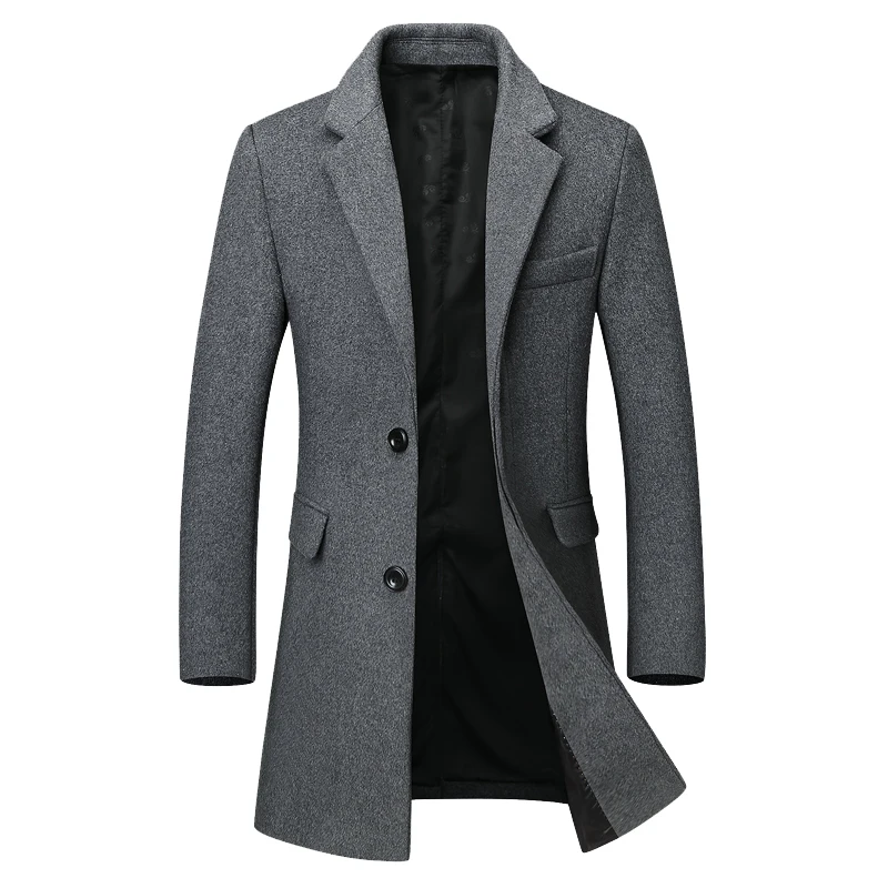 2022 Fashion Men Wool & Blends Mens Casual Business Trench Coat Mens Leisure Overcoat Male Punk Style Blends Dust Coats  017