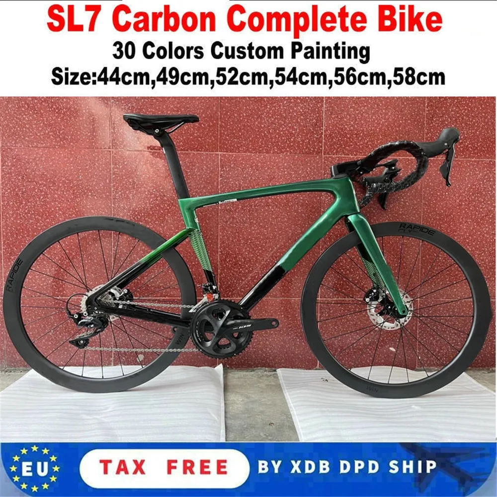 

Disc Carbon Complete Bike SL7 Road Bicycle Green Glossy With Sl7 Carbon Frameset and 50mm Disc hub Wheelset