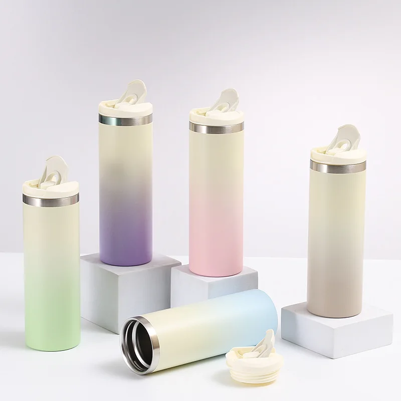 Car Cup Gradient Color Flip Straight  Mug 500ml