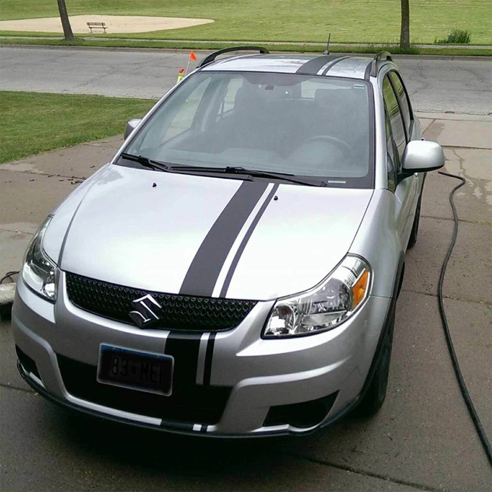 

Универсальная автомобильная виниловая наклейка, одиночные Смещенные гоночные полосы, наклейка, подходит для автомобиля или фотографий, DIY Набор наклеек