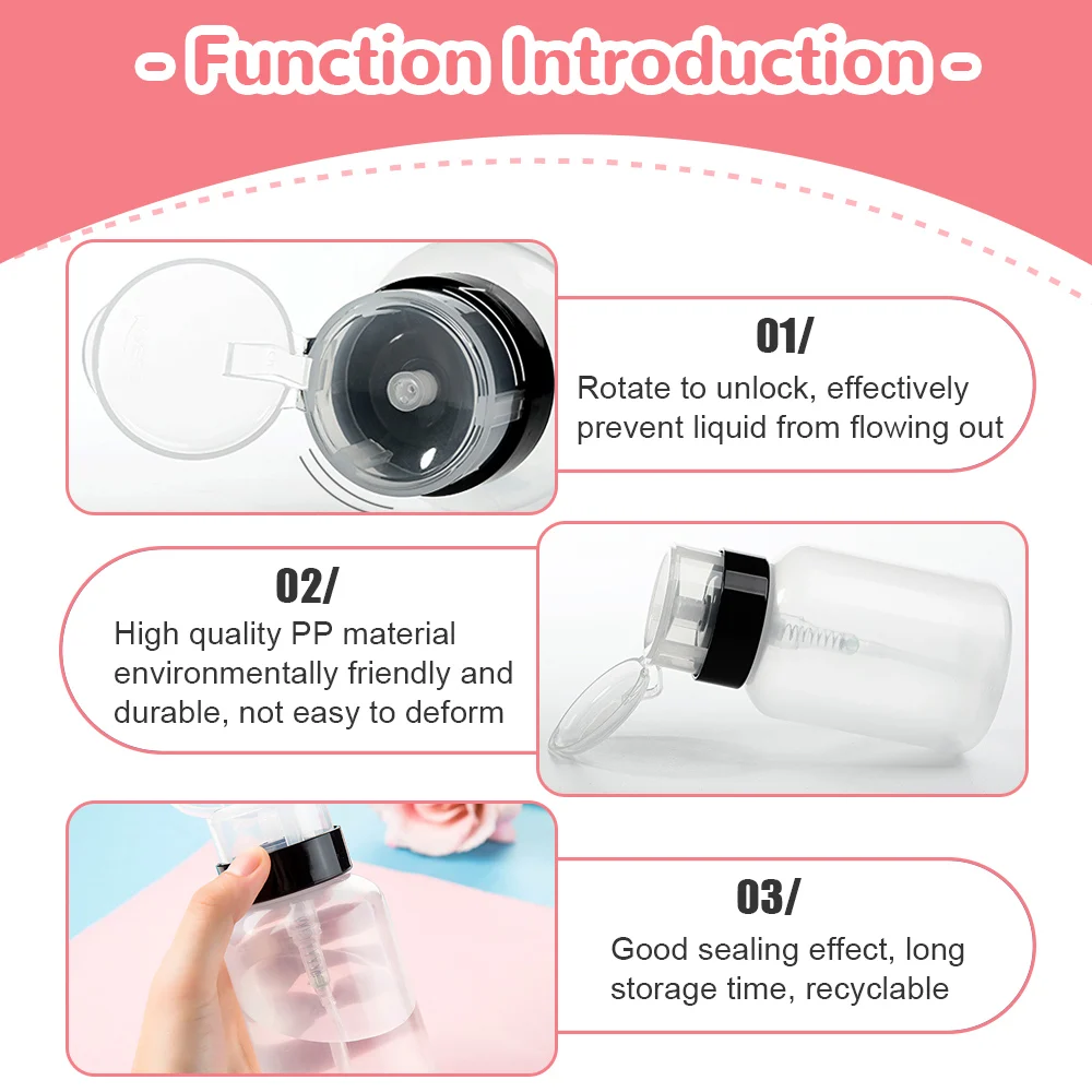 100/150/200ml Empty Pump Dispenser Nail Refillable Bottles Art UV Gel Polish Remover Cleaner Makeup Bottle Manicure Tool |