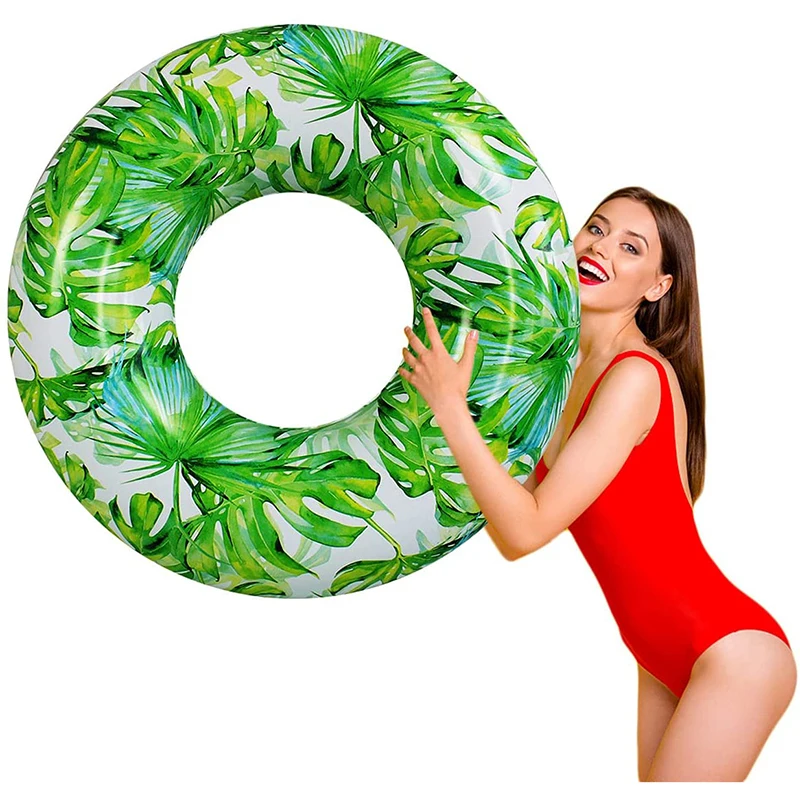 

Inflatable Pool Float Swim Ring Tube Water Toys Banana Leaf Large Blow Up Summer Fun Beach Swimming Island Raft for Adult Kids