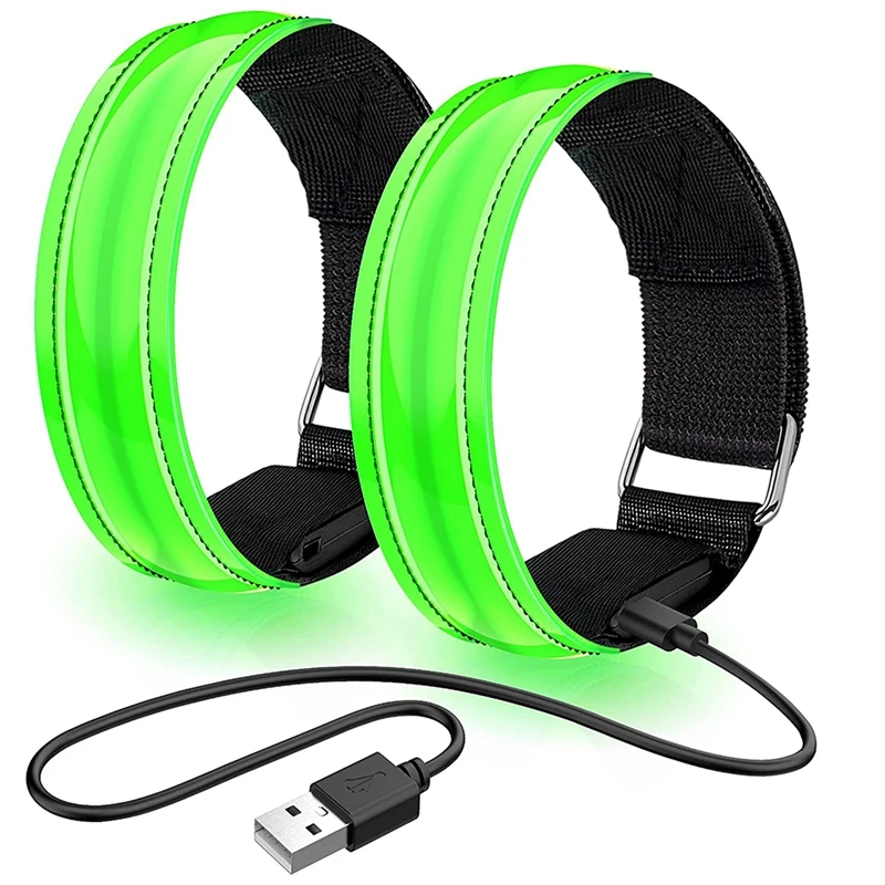 Комплект из 2 перезаряжаемых светодиодных браслетов светоотражающий USB-браслет