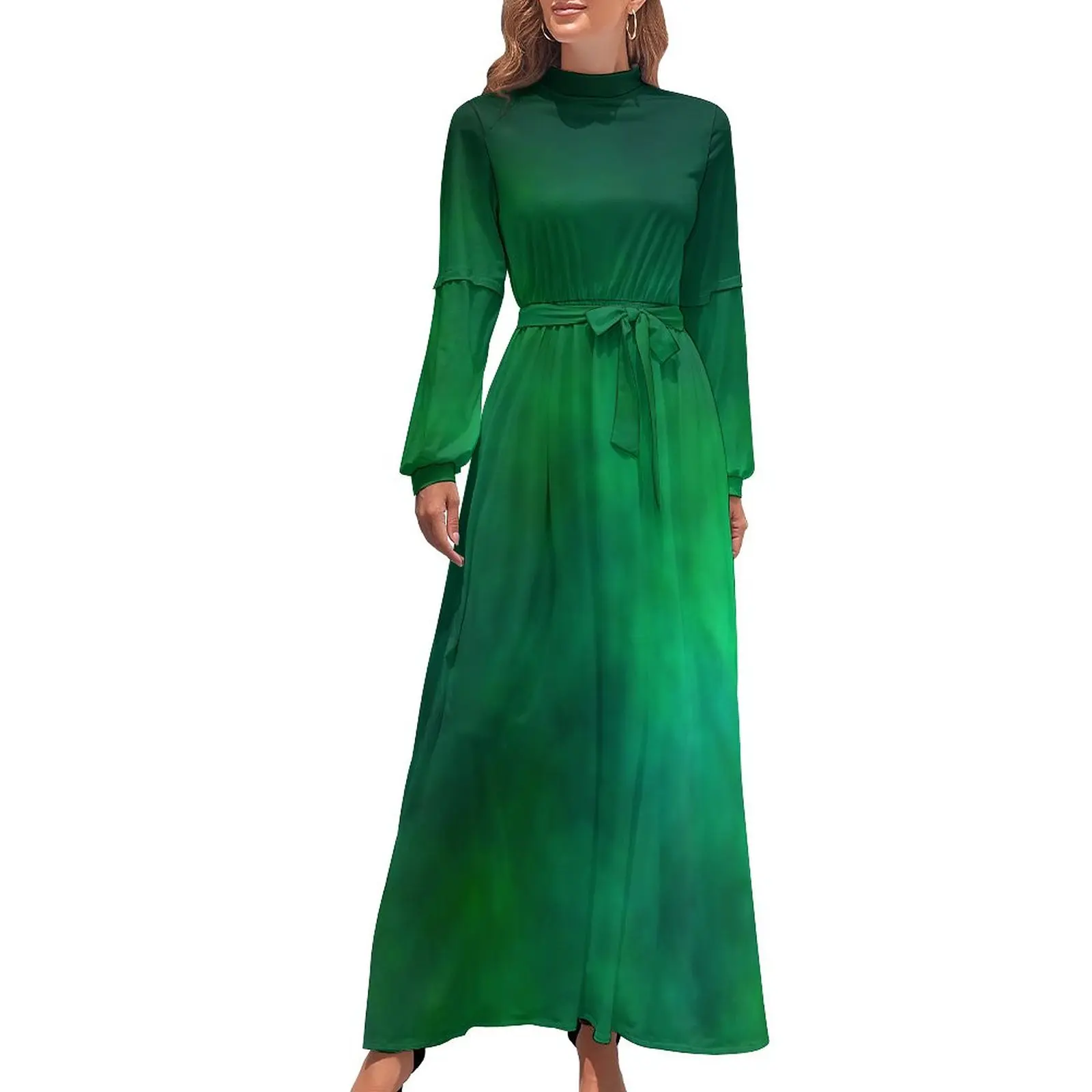 

Платье-макси с длинным рукавом и высокой талией, в стиле бохо