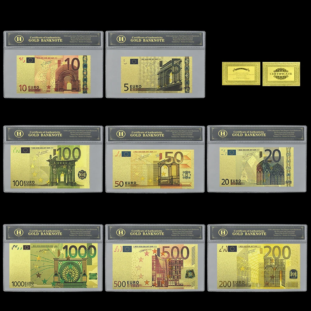 

Коллекционные золотые банкноты OIMG 8 шт.