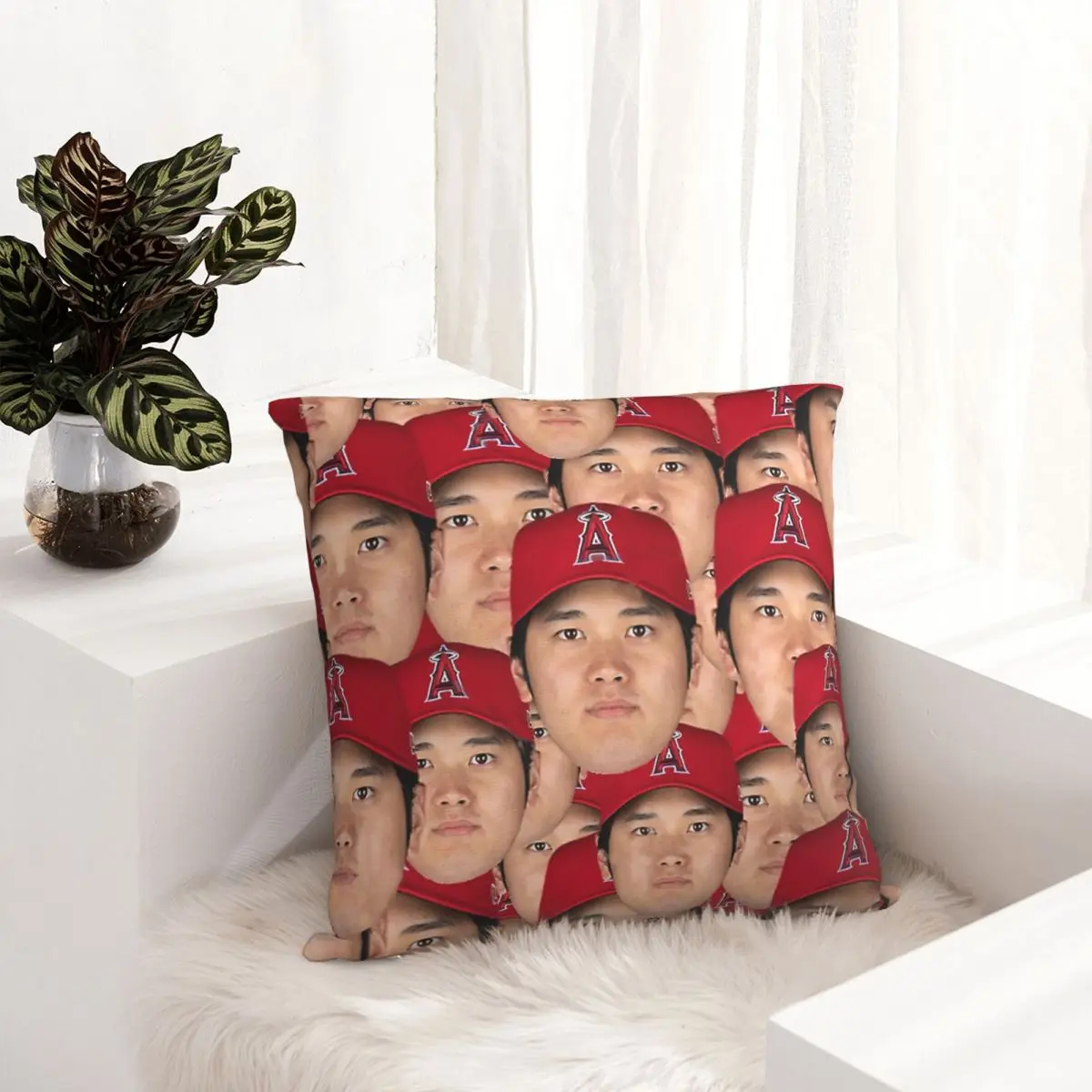 

Shohei Ohtani Face Pattern pillowcase printed cushion cover sofa waist pillow pillow cover