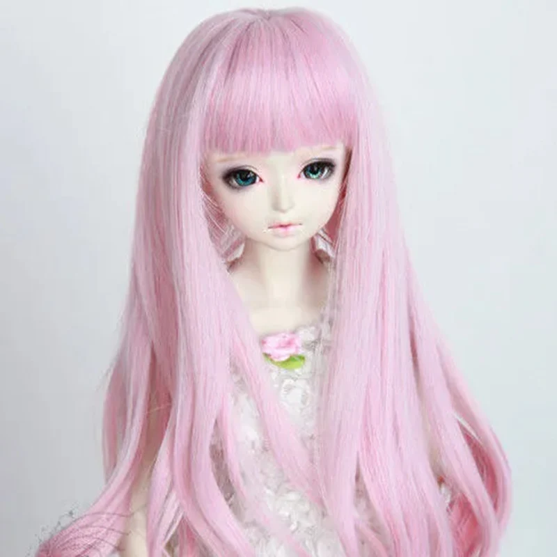 

Doll Wig Bangs Long Curly Hair Wig for 1/4 1/6 Bjd Doll Accessories Girls Diy Dress Up Toy Not Include Doll Mix Color Pink