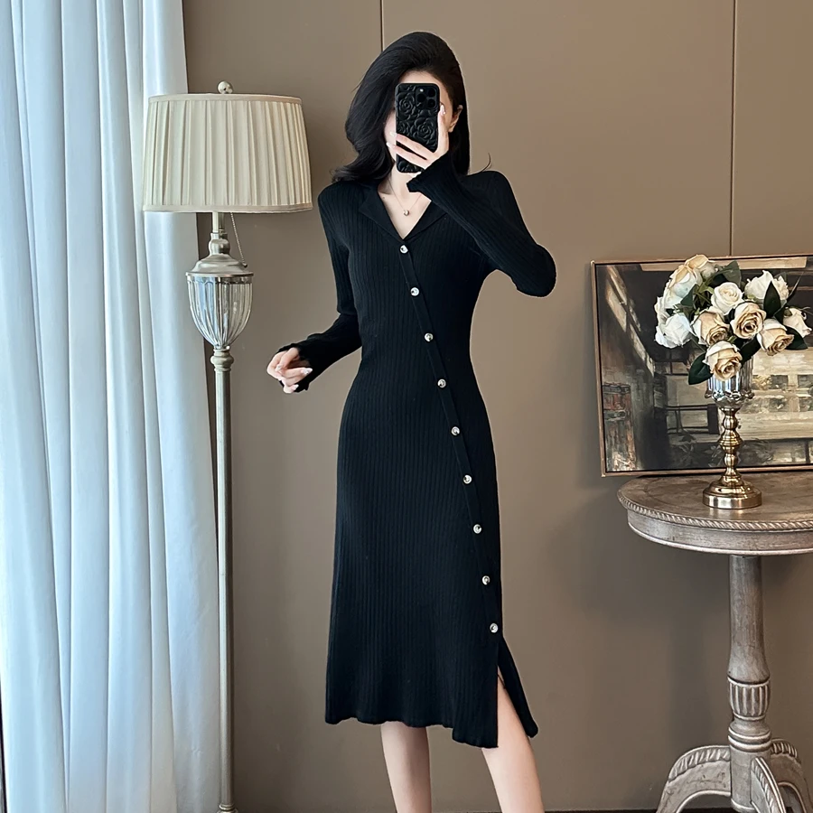 Французский осенне-зимний вязаный свитер женский офисный корейский модный с