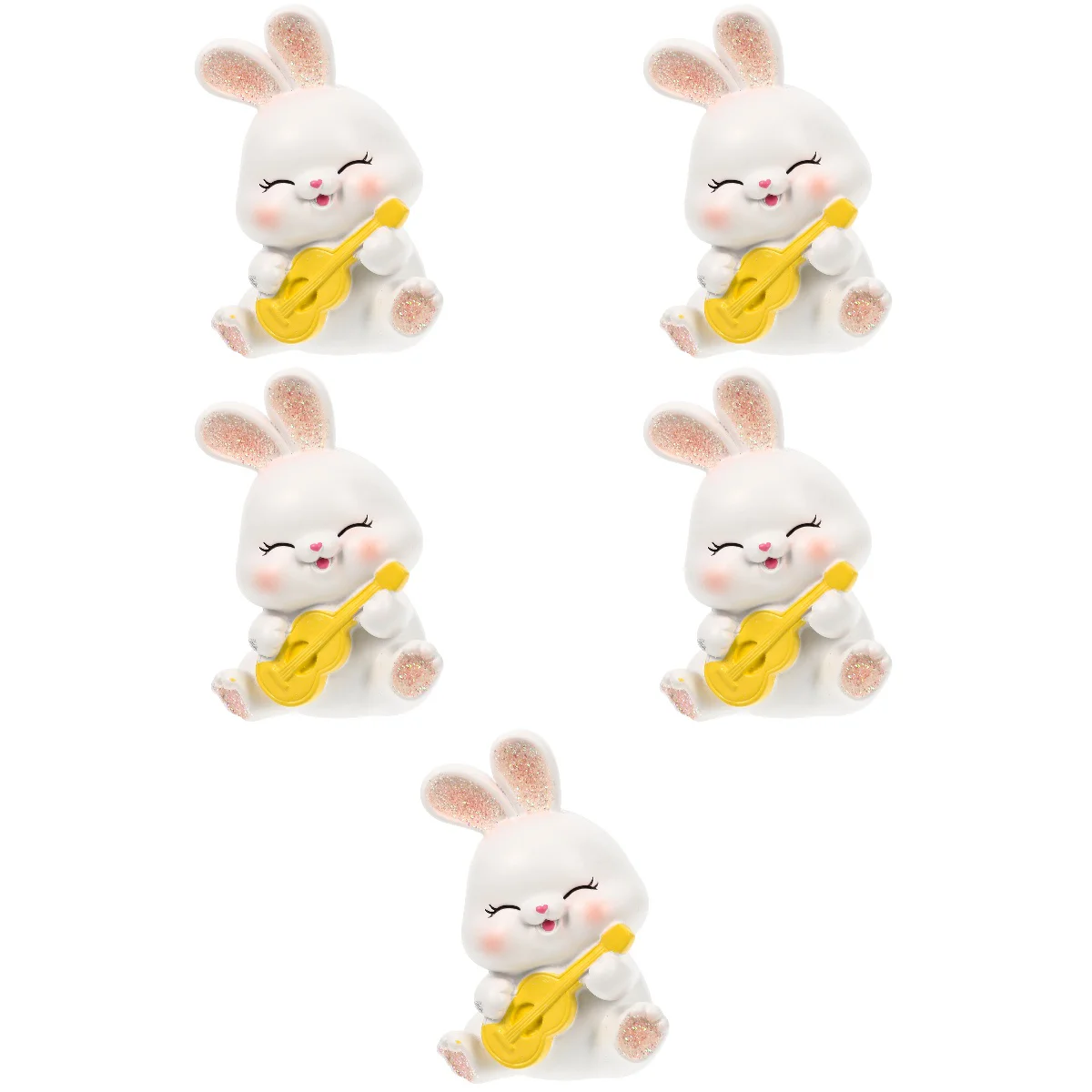 

5x Resin Craft Cabinet Bunny Figurine Cartoon Miniature Rabbit Figurine Resin Bunny Decoration Desktop Decoration