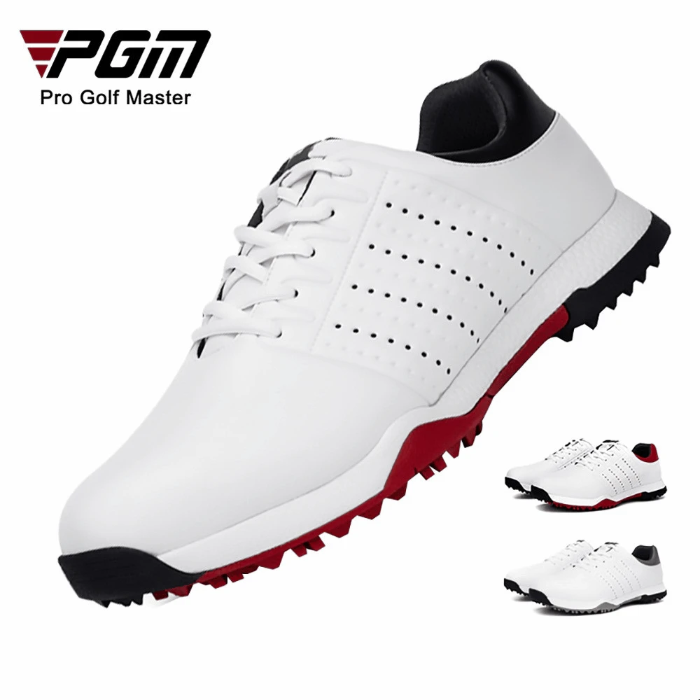 PGM Men Microfiber Golf Shoes Anti-Slip Spike Waterproof Breathable Lace-up Casual Sneakers Sports Shoe XZ149