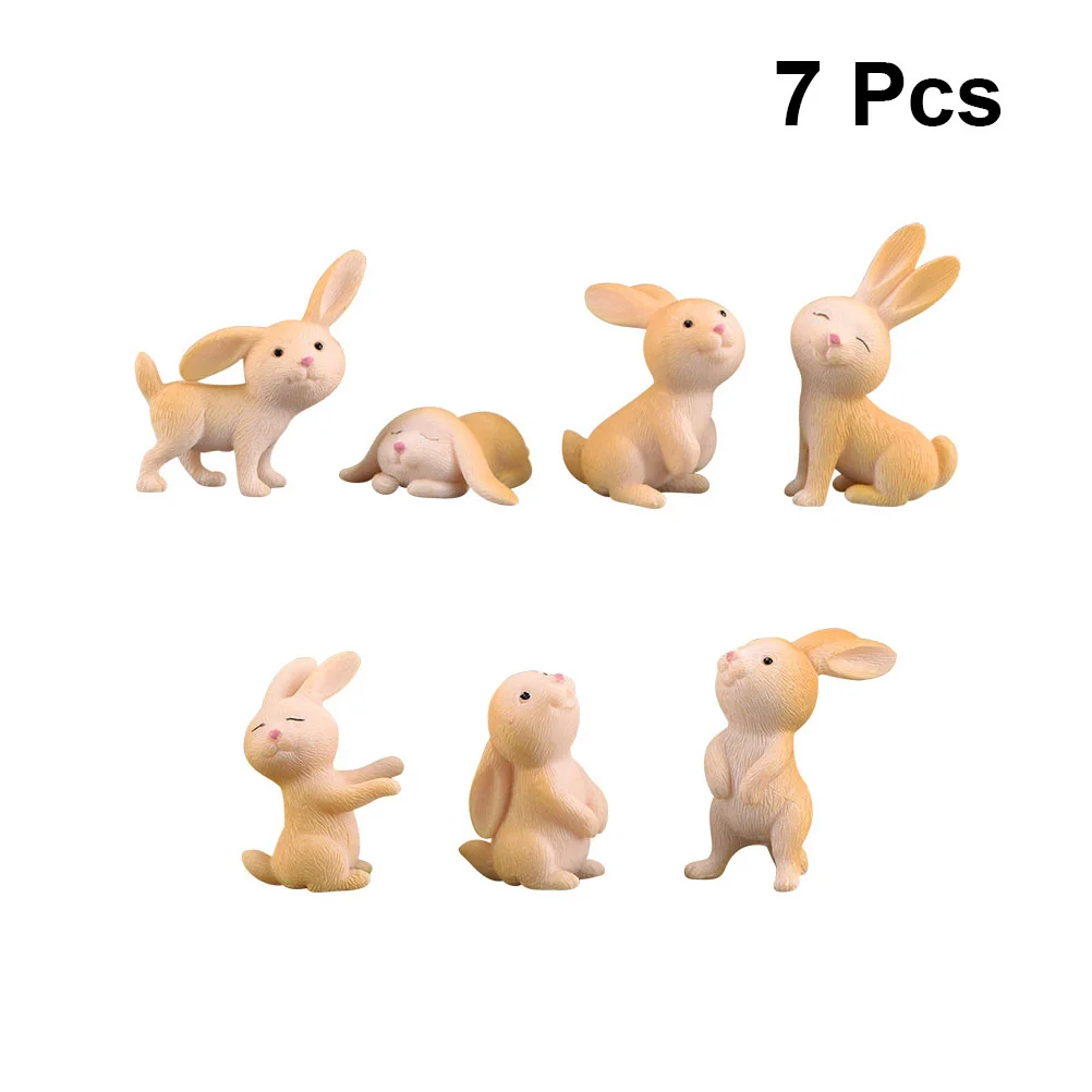 

7 Pcs Outdoor Table Decor Cute Animal Figure Bonsai Ornament Succulent Terrarium Kids Easter Figurine Moss