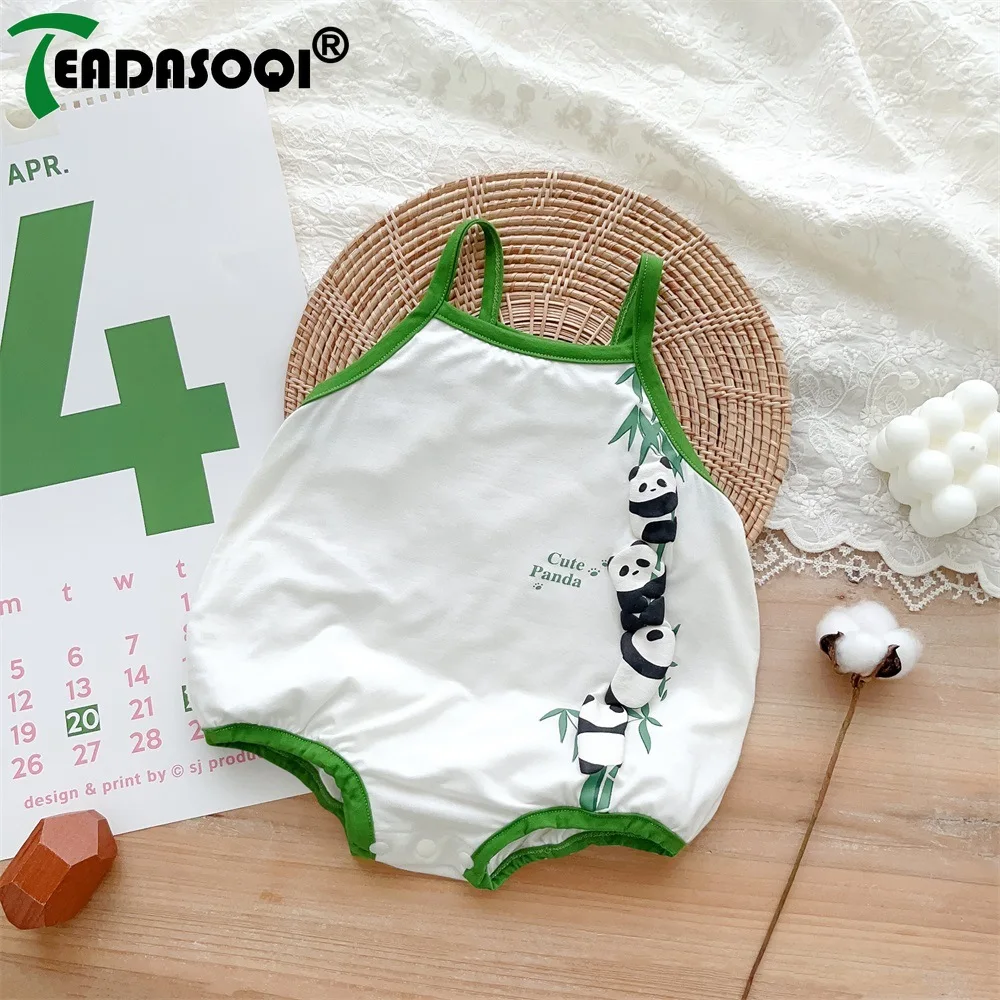

2023 New In Summer Bodysuits or Romper 0-24M Nwborn Baby Boys Cute Panda Print Overalls Infant One-piece Clothes Kids Toddler