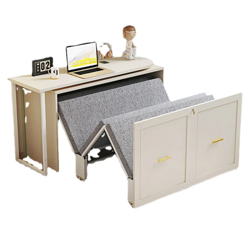 

ZC Cream Style Lunch Break Folding Bed Desk Double-Use Study Multifunctional Invisible Bed