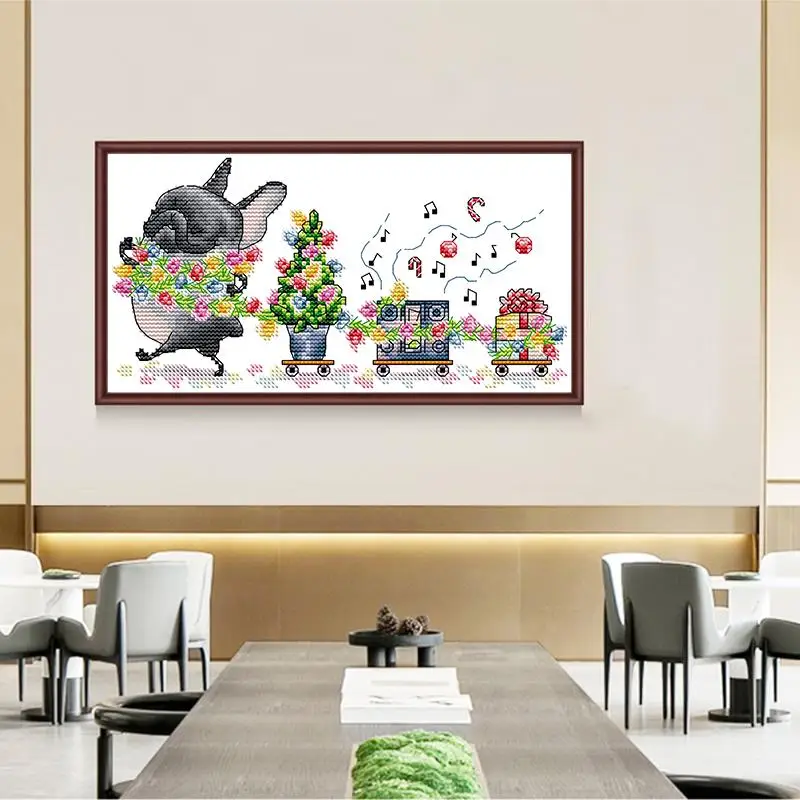 Набор для вышивки крестом Bulldog's Flower Car Animal Aida 11C 14CT 16CT белый холст игла и нить