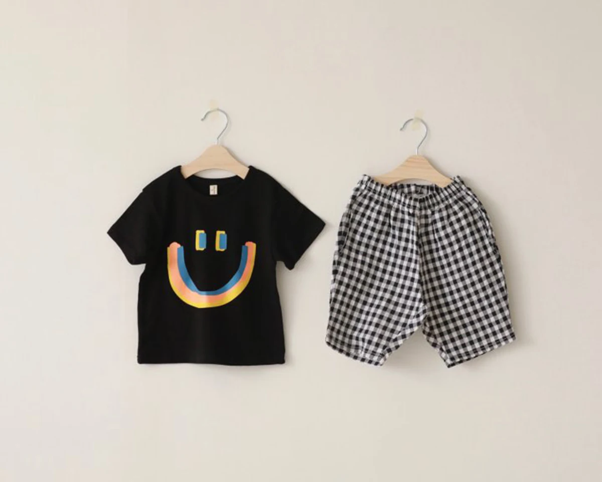 2 шт. детский летний костюм в клетку с шортами