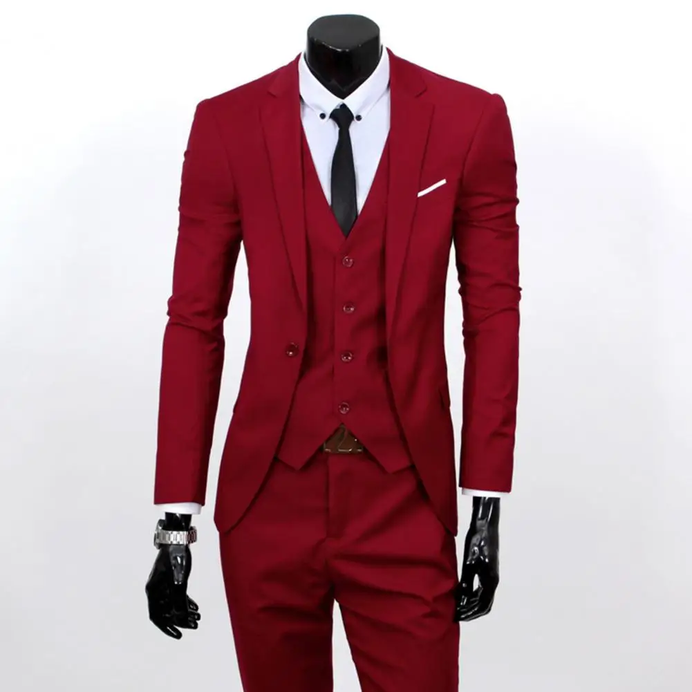 

Костюм облегающий свадебный из блейзера и брюк, однотонный деловой комплект из двух предметов и жилета, деловой костюм для мужчин, цвет 4XL, костюмы 3
