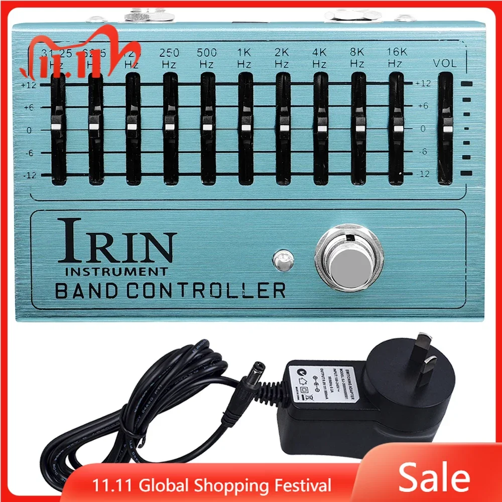 

IRIN AN-40 Controller Equalizer 10 Band Electric Guitar Pedal Effect EQ Pedals True Bypass Guitar Bass Parts With 9V Adapter