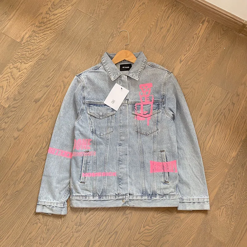 

WE11DONE Denim Jacket Street Fashion Graffiti Letter Pocket Men Women1:1high Quality Welldone Coat