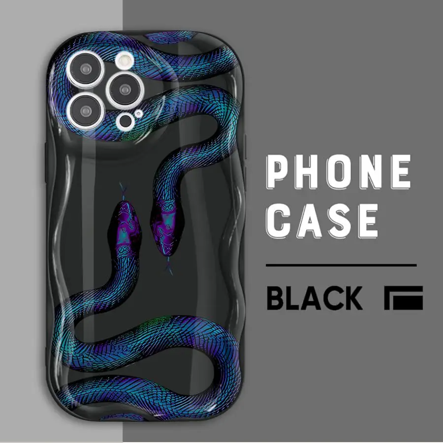 Snake Rose Skull Blvck Phone Case for Apple iPhone 12 Pro 13 Mini XR 15 16 ProMax 14 Plus SE XS Max 11 8 7 Silicone Cover