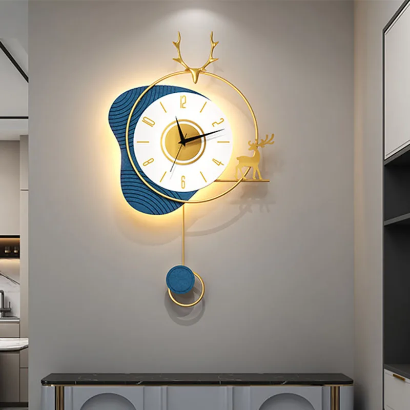 

Цифровые настенные часы-маятник, бесшумные Роскошные Светящиеся Настенные часы для кухни, современные настенные часы для гостиной, домашний декор Z