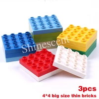 3pcs big size building blocks construction 4x4 dots thin brick diy toys compatible with all major brands for children 3 ages