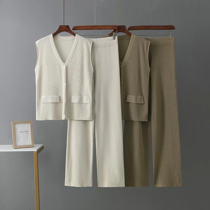 Элегантный Женский Комплект Спортивной Одежды Trikotage Широкие Брюки С Высокой