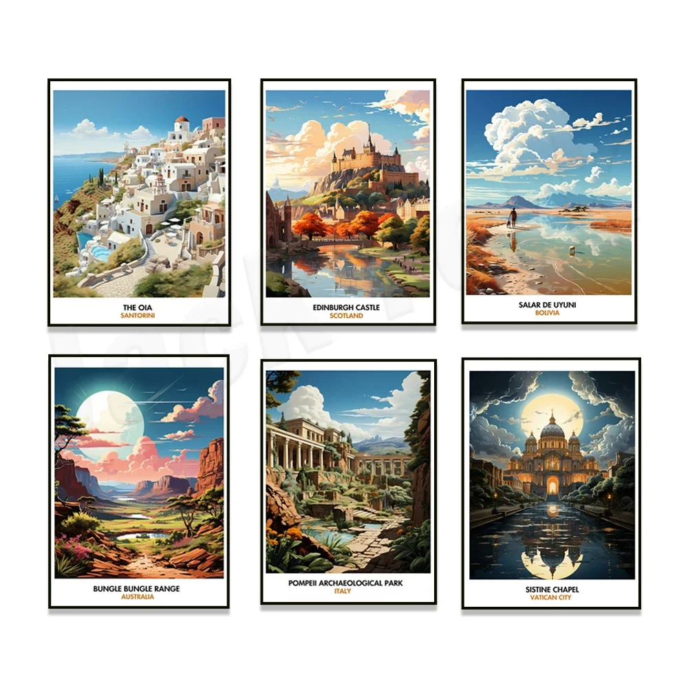 Vatican City Salar de Uyuni Ecuador Phang Nga Bay Thailand Pompeii archaeological site Santorini Banff India travel poste