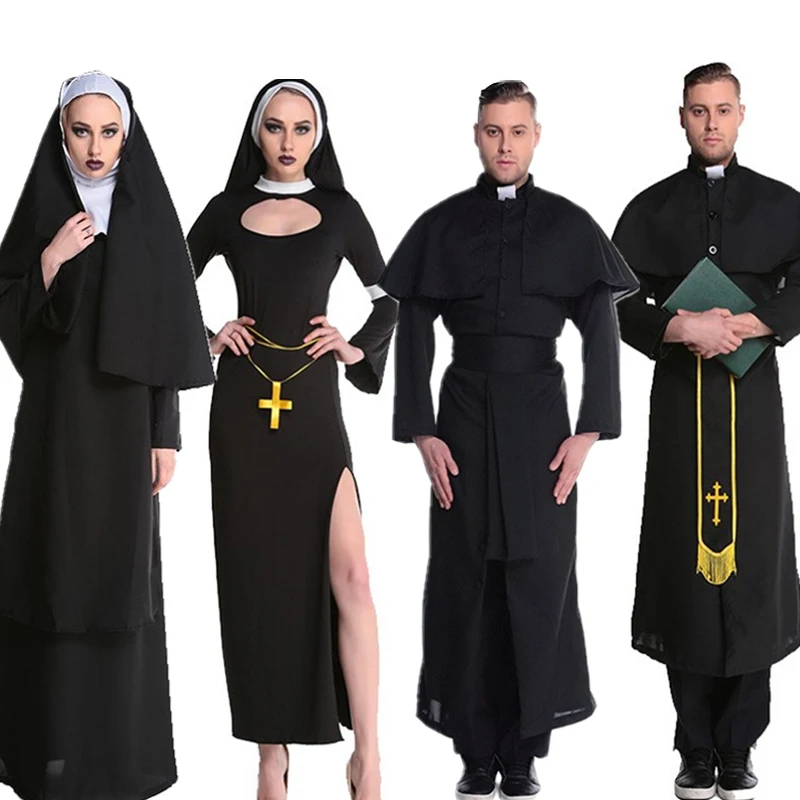 

Костюм Монахини, сестры, отца, священника, епископа, христианский пастор, косплей, Хэллоуин, карнавал, религиозная фантазия, искусственное платье