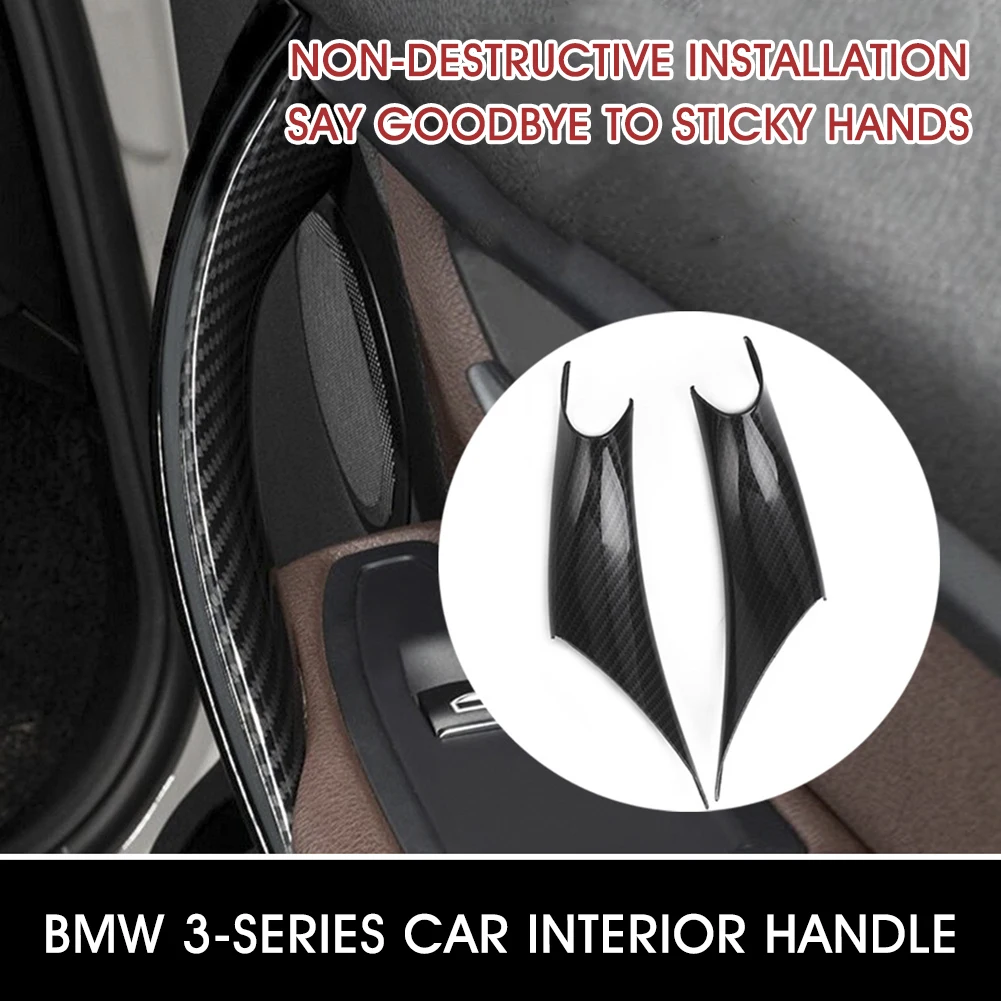 2pcs Car Door Pull Handle Interior Door Handle Carbon ABS Fiber Cover for BMW 3 4 F30 F35 320i 328i 335i 2012-2018 Accessories