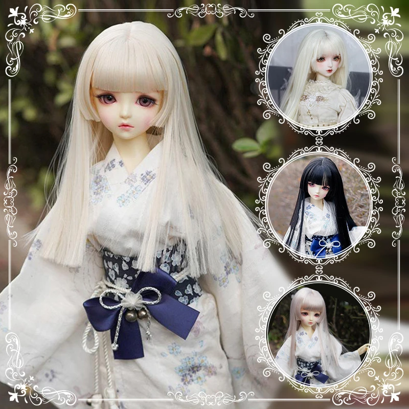 

Прямой парик принцессы Jifa Cut Bjd SD 1/3 1/4 1/6 высокотемпературный шелк черный
